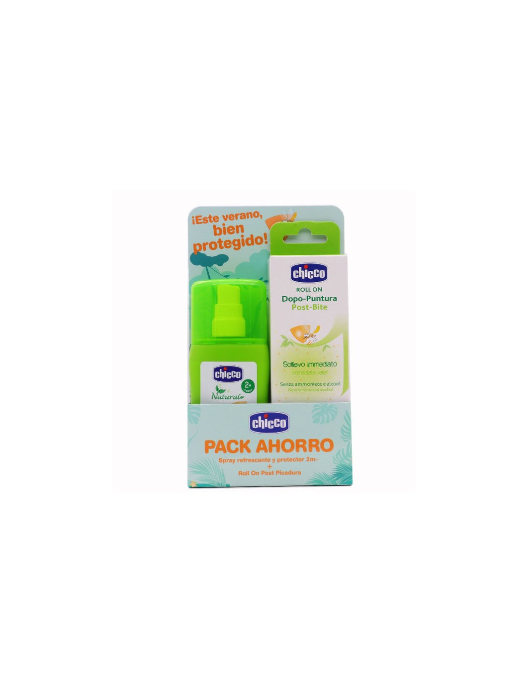 Chicco pack protección mosquitos spray 100 ml+roll on post picadura 10 ml