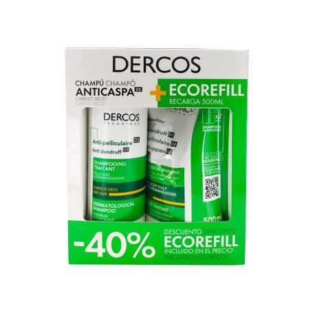 Duplo Champú Dercos Caspa Seca 400ml.+Ecorefill 500ml.