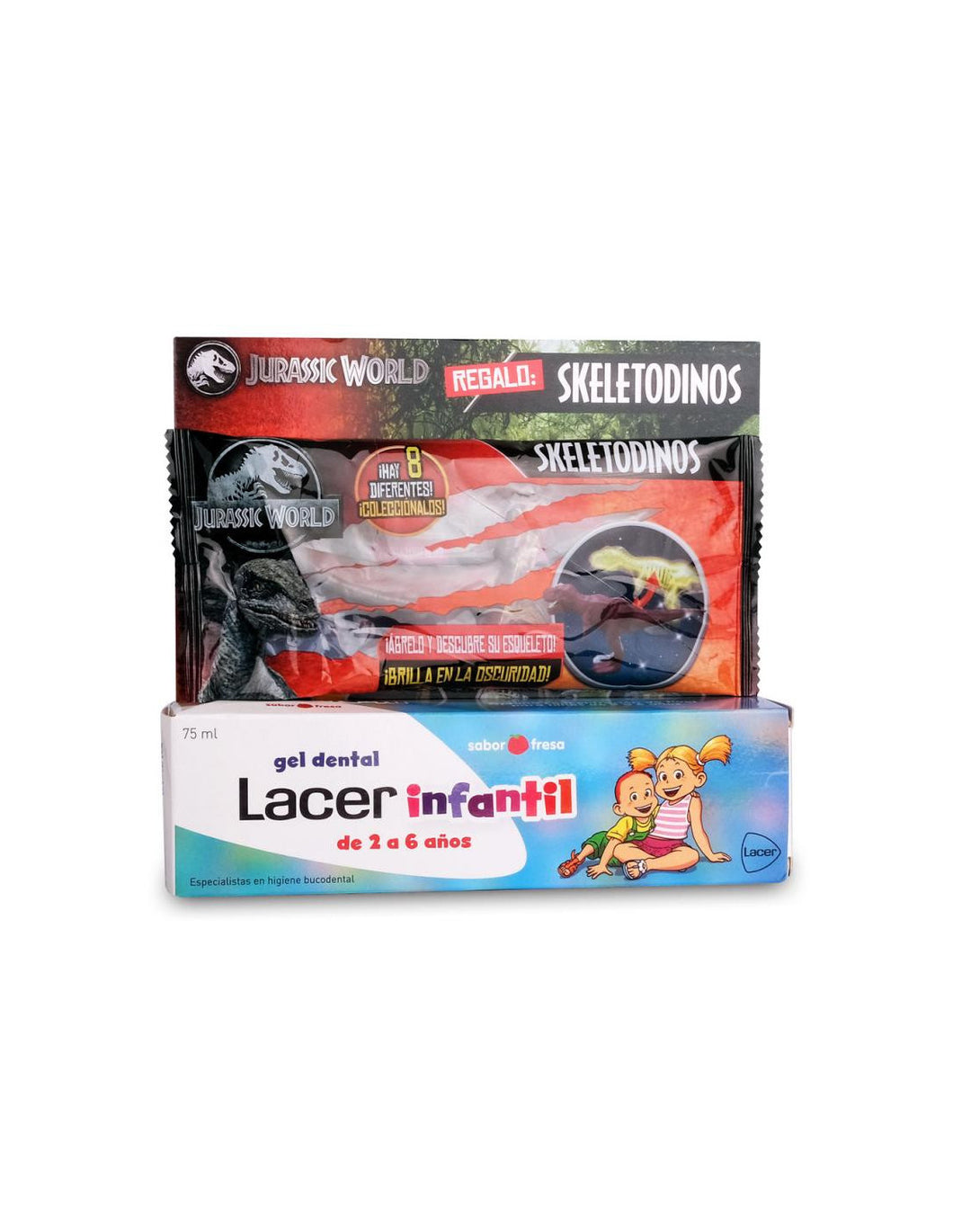 Lacer Infantil Gel Dental Fresa 2-6 Años 75ml + Dinosaurio