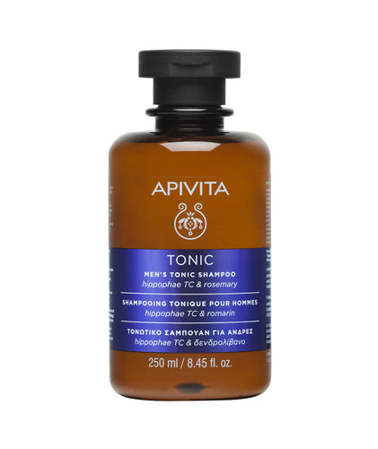 APIVITA, nao nature, CHAMPÚ TONIFICANTE HOMBRE PARA CAÍDA CABELLO con espino amarillo y romero 250 ml