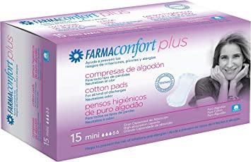 COHITECH, nao nature, FarmaConfort Plus Compresas de Algodón Mini 15 Unidades