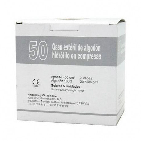 Ortopedia Y Cirugía GRAN CRUZ, nao nature, Gasa Estéril De Algodón Hidrófilo En Compresas 50uds.